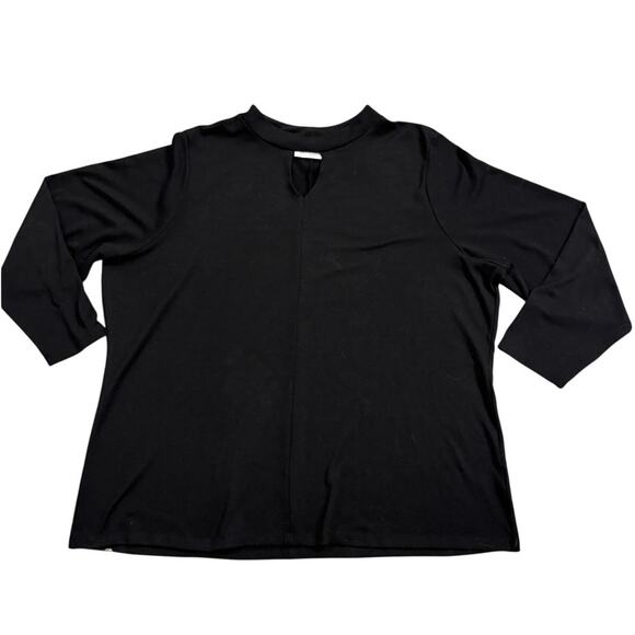 Denim & Company Black Top with Keyhole Plus Size 2X - Picture 1 of 4
